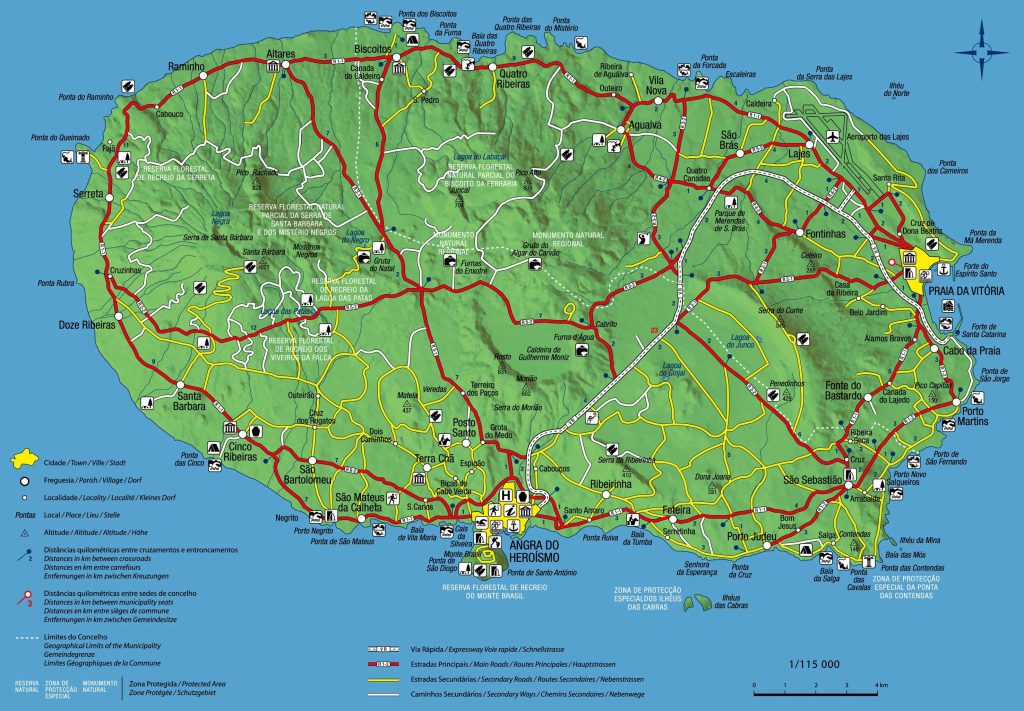 Terceira mapa, Terceira, szlaki trekingowe na Terceirze